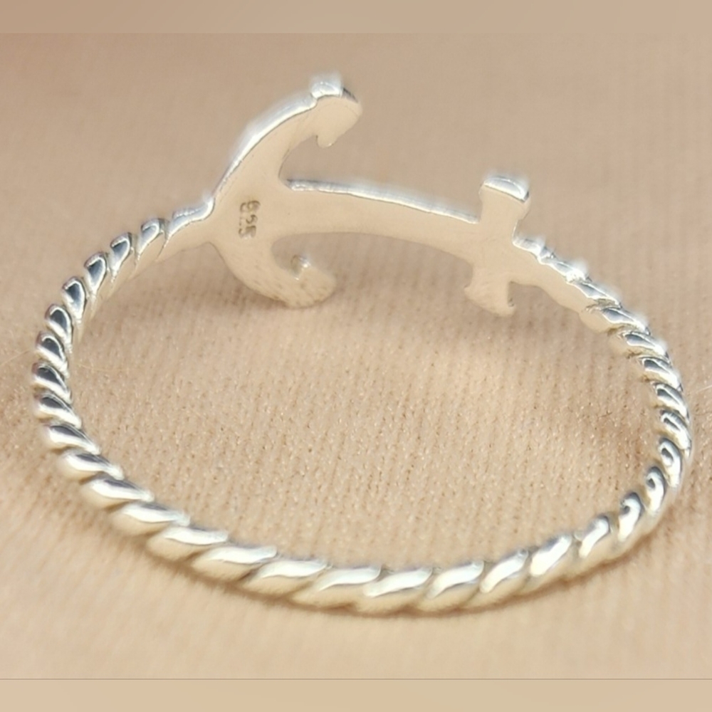 STERLING SILVER ROPE ANCHOR RING SIZE 8.5 - Picture 8 of 13